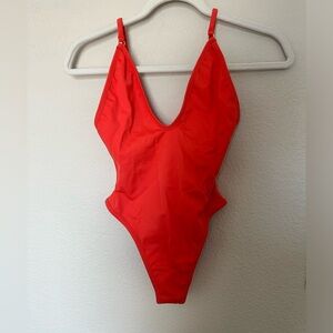 NWT Gooseberry So Chic Deep-V One Piece size Small -  coral red